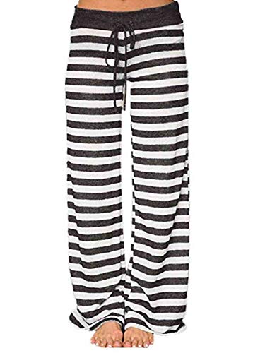 Image of iChunhua Women's Comfy Stretch Floral Print Drawstring Palazzo Wide Leg Lounge Pant
