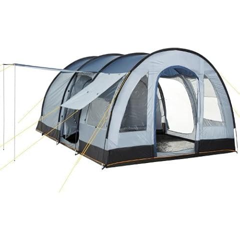 CampFeuer Zelt TunnelX für 4 Personen | Grau/Blau | Tunnelzelt mit 3 Eingängen, 5000 mm Wassersäule | Vernähte Bodenplane | Gruppenzelt, Campingzelt, Familienzelt Cover