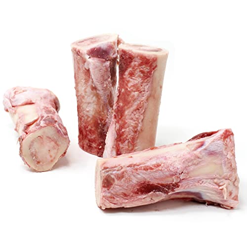 Raw Paws Pet Beef Whole Raw Frozen Marrow Bones for Dogs Large - 4-Inch (12-Count) - Made in USA Frozen - Raw Meaty Bones for Large Breeds - Beef Marrow Bone Dogs