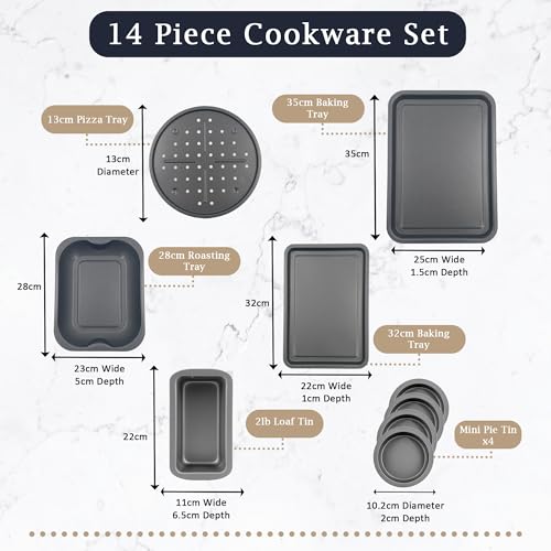 Chabrias Ltd Premium Non Stick Bakeware Set 14 Piece – Airfryer Safe Dishwasher Safe, BPA and PFOA Free Ideal for Baking, Roasting, Grilling UK Made Great for Students Gift Set - Image 6