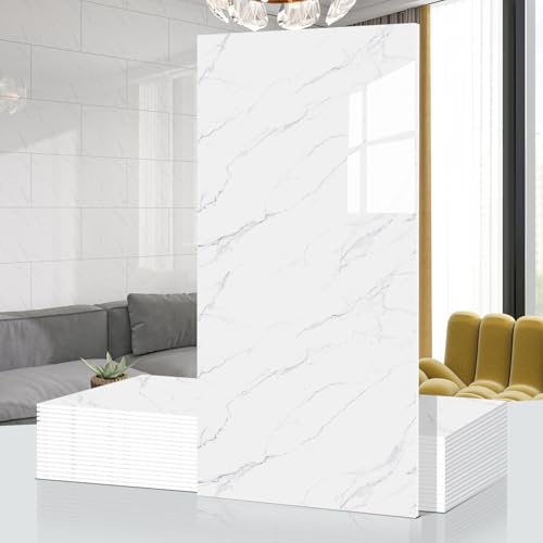 DULEIXUFHEE Marble Peel and Stick Backsplash 23.6 x11.8 in, 20PCS, White by DULEIXUFHEE - Used condition - US$30.14