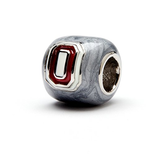 Stone Armory | Ohio State Bead Charms for Bracelet or Necklace | Ohio State Buckeye Beads (OSU Set-Gray Block O with Crystals)2