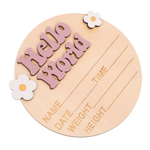 BESTonZON Baby Birth Sign Milestone Wood Plaque Welcome Sign Baby Newborn Announcement Nursery Decorative Sign