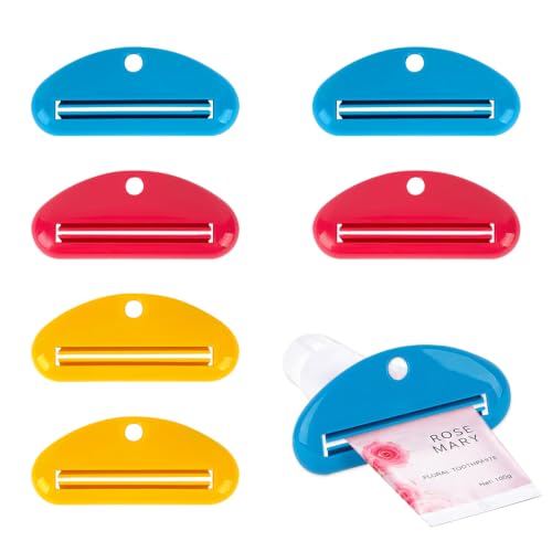 ZUFECY Toothpaste Squeezer, 6-Pack Tube Roller for Toothpaste, Lotion, and Cream, ABS Plastic, Bathroom Organizer