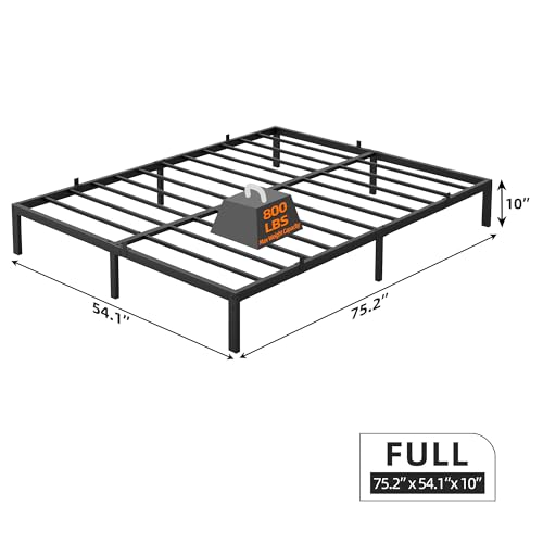 GAOMON 10 Inch Full Bed Frame No Box Spring Needed, Heavy Duty Platform Metal Bed Frame with Metal Slats and Under Bed Storage, Easy Assembly, Noise Free, Black