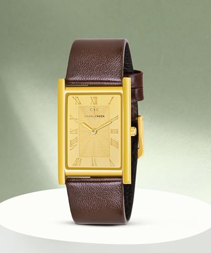 Image of CHARLIEKEEN Slim Analogue Watch, Black Dial, Leather Strap