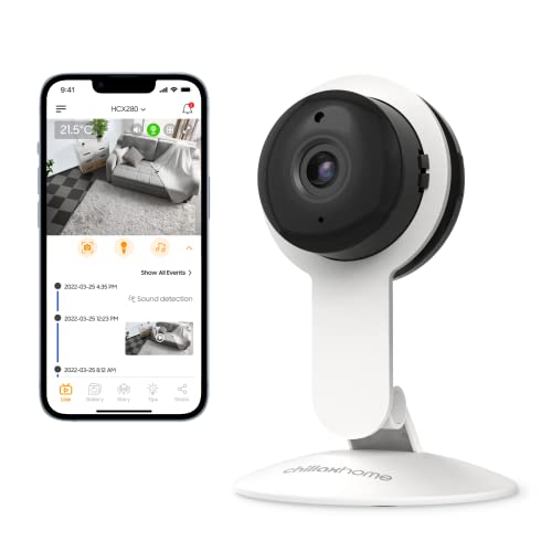 Image of CHILLAX HCX280 Smart WiFi Home Camera FHD 1080p Indoor Security Baby Pet Home Surveillance Sound & Motion Detection 2-Way Audio Night Vision SD-Card Slot Work with ChillaxCare App