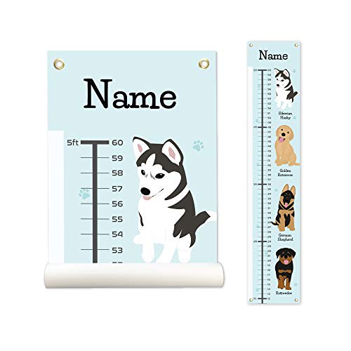 Personalized Canvas Growth Chart for Kids, Height Chart for Kids, Growth Chart Banner with Name (Dog)