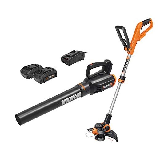 WORX Cordless String Trimmer and Blower WG929.1 Combo, 20V 2 Batteries, Grass Weed Edger