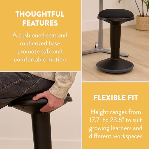 Image of Back2School Express Adjustable Height Wobble Stool, Active Seating Chair with Padded Cushion, Ergonomic Flexible Desk Stool for Teens and Adults, Black