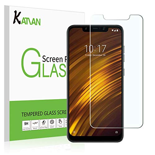 [2 Pack] Xiaomi Pocophone F1 Screen Protector, KATIAN HD Full Coverage Protector[Anti-Scratch] [No-Bubble] [Case-Friendly], 9H Tempered Glass Screen Film Xiaomi Pocophone F1 [Black]