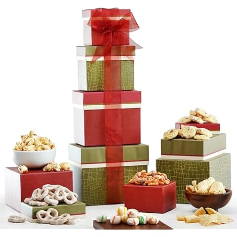 Broadway Basketeers 4 Box Gourmet Food | Tower Snacks | for Women, Men, Families, College – Delivery for Holidays, Appreciation, Thank You, Christmas, Corporate, Get Well Soon Care Package Cover