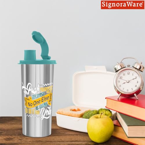 Image of SignoraWare Jumbo Stylish Stainless Steel Sipper | Airtight & Leakproof Lid | Easy to Clean & Carry | Ideal for Kids, Office, Gym, Travel, School & Outdoor Use (500ml | Green)