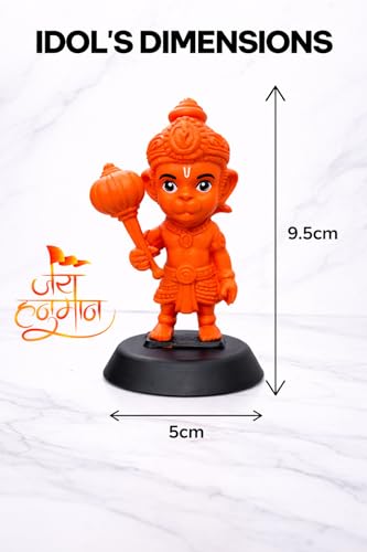 Image of Hanuman Dashboard Idol for Car | Premium Resin Hindu God Murti | Double-Sided Tape Base | Vastu & Spiritual Protection | Home Temple & Car Decor | Gift for Festivals | Kesari Color