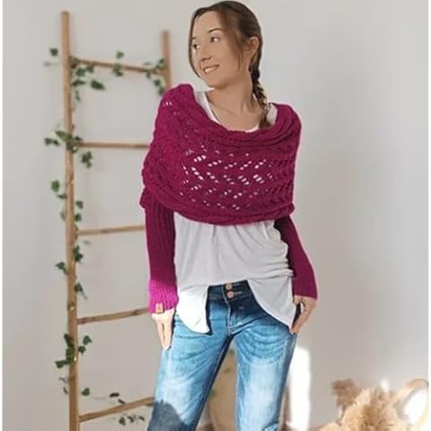 Rose Knitted Cable Wrap with Sleeves Cover