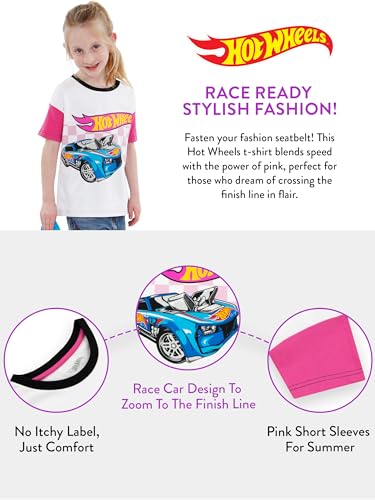 Hot Wheels Shirt for Girls | Race Car Girls Tshirt | Summer T-Shirt for Girls | White 84