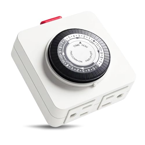 G-ELEK Timers for Electrical Outlets Indoor, 24-Hour Dual Outlet Timer, Christmas Tree Timer Indoor, 3 Prong Light Timers Indoor, Daily Cycle, 125V 15A, ETL Listed
