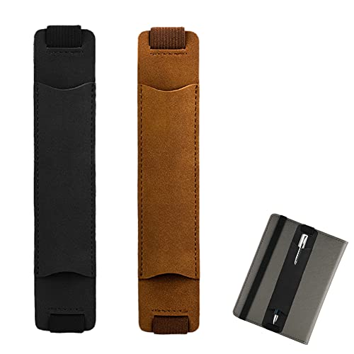 TUKNN Stifthalter Notizbuch,Elasticated Pen Holder Pouch,Notizbuch Stifthalter,PU Leder Federtasche mit Elastisch,Pen Holder für Tagebuch, Erhältlich für Schule und Büro,Schwarz und Braun Cover
