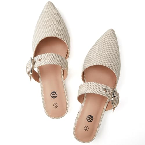 Image of Rekayla Mules for Women Adjustable Strap Pointed Toe Backless Loafer Shoes
