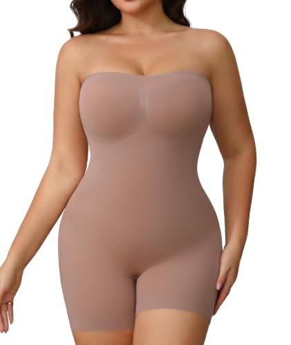 Image of Women's Strapless Shapewear Bodysuit for Women Tummy Control Shapewear, Seamless Body Shaper with Removable Straps