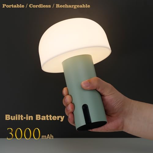 Image of Mushroom Table Lamp, Cordless Rechargeable Touch Light, Waterproof