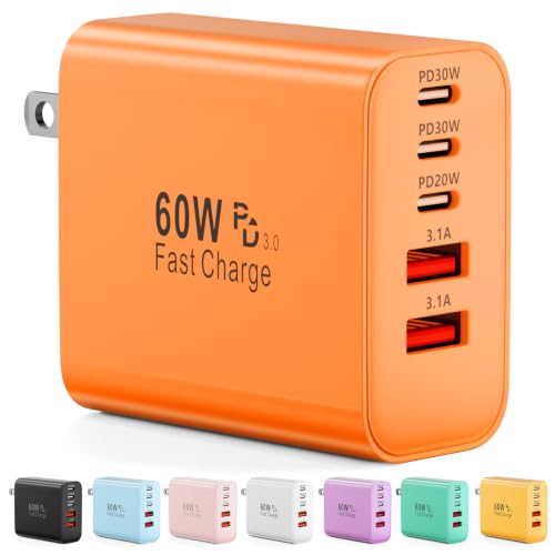 Image of USB C Charger Block, 60W 5-Port Type C Charger Fast Charging Blocks