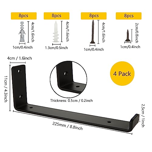 SENENQU 4 Pack Heavy Duty Shelf Brackets, 225mm x 110mm x 40mm Metal Scaffold Board Shelf Brackets, Industrial Shelving Brackets for Shelves | Matching Screws & Anchors Included - Image 2