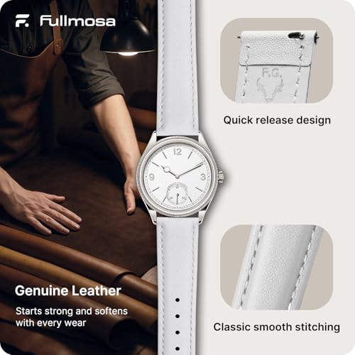 Image of Fullmosa Watch Band, Quick Release Leather Watch Strap Compatible with Samsung Galaxy Garmin for Men Women, Replacement Bands Width 12mm 14mm 16mm 18mm 19mm 20mm 21mm 22mm 24mm