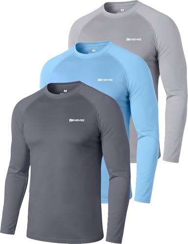 ZENGVEE 3 Piezas Camiseta Hombres Mangas Cortas Rash Guard de Protección UPF 50＋Secado Rápido Deportes Acuáticos Surf Natación Verano