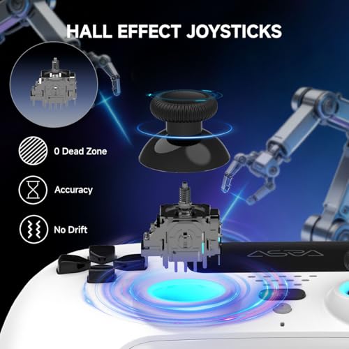 Image of ASRVA White Wireless Pro Controller for PS5, Hall Effect Joystick No Drift, 4 Back Paddles, Macro, Gyro, 1000mAh, RGB, Compatible with PS5 /Pro /Slim /PC /iOS /Android