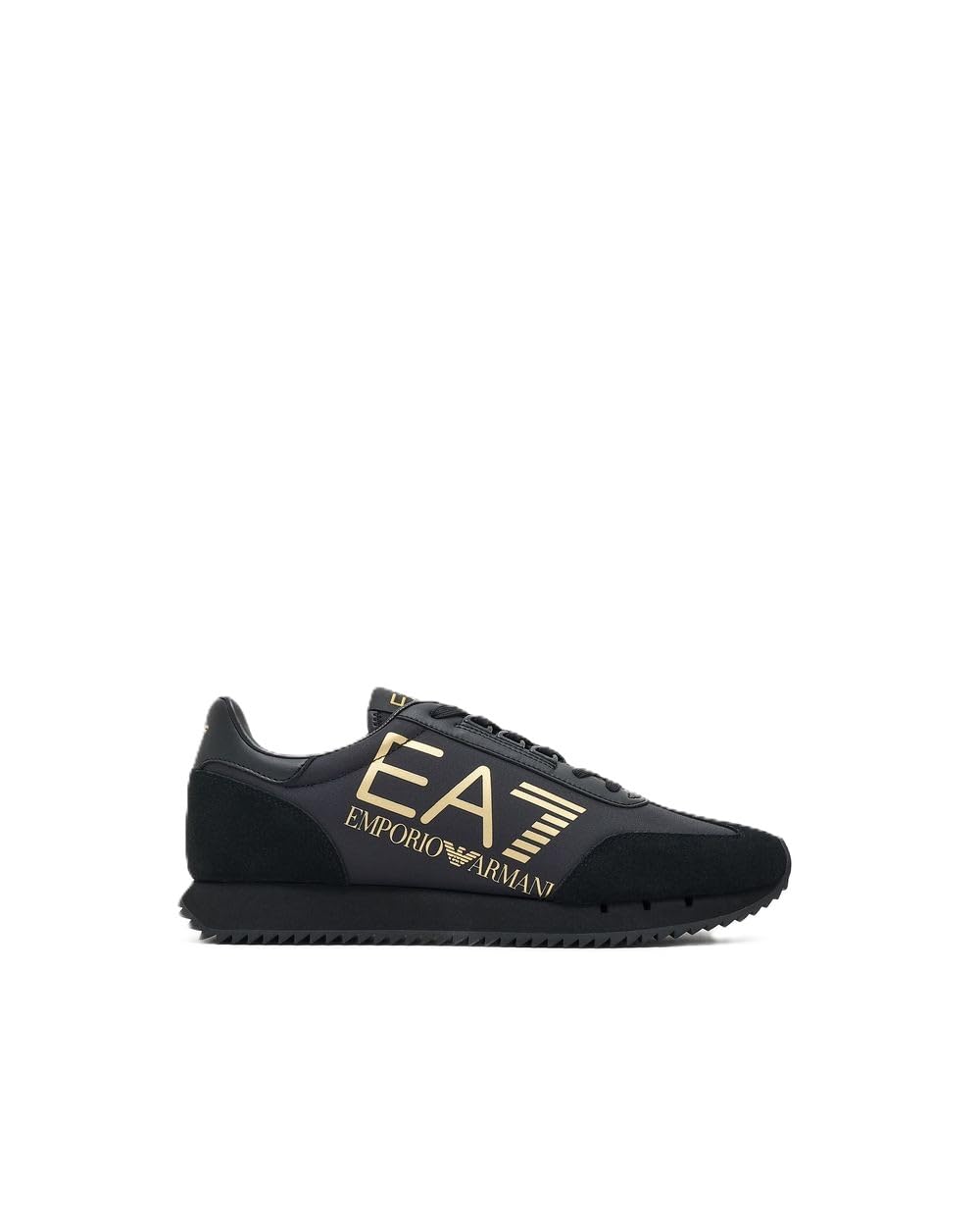 EA7 Hombre Zapatillas Deportivas con Logo Grande, Black/Gold