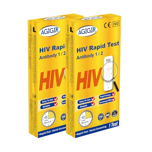 KAFZEL HIV-Schnelltest Set Selbsttest für zuhause zum Nachweis von Ergebnis in 15 Minuten Hohe Effizienz(B 2 Stück)