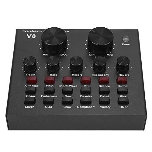 V8 Externe Soundkarten, Bluetooth Live Soundkarte, Computer Live Broadcast Sprachwechselkarte mit Mikrofon, tragbare Mobile Audio Mixer Bluetooth