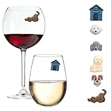 Dog Magnetic Wine Glass Charms - Great Gift for Dog Lovers - Fun Drink Markers Set of 6 by Simply Charmed