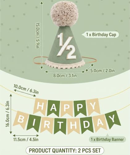 Image of piercing Half Birthday Decoration for kids, 1 /2 Birthday Decorations for kids, Half Way to One Decoration, Half Birthday Cap, Adorable Party Hat Milestone, Great for Photo Shoots