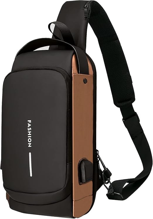 Bennort Anti-Theft Sling Crossbody Bag for Men & Women, Waterproof Casual Chest Body Backpack Bags with USB Charging Port for Travel, Camping, Hiking, Trekking, Outdoor Sports,Daily Use
