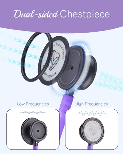 Image of FriCARE Dual Head Stethoscope - Stethoscopes for Nurse, Medical Nursing Students, Paramedics /EMT /LVN /VNA Backup Estetoscopio, Lavender Purple Tube, Stainless Steel Chestpiece