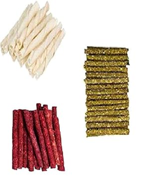 Hanu Best Combo Offer Dog Chew Munchy Sticks Chicken Flavor (250gm) & Dog Chew Munchy Sticks Mutton Flavor (250gm) & Calcium Stick (250gm) for Puppies & Dogs .750-017