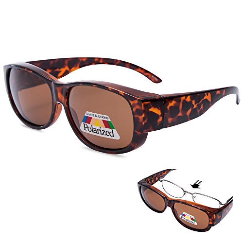 EYEGUARD Polarized Fit Over Sunglasses, Women's Modern Rectangular Glasses, UV400 Protection