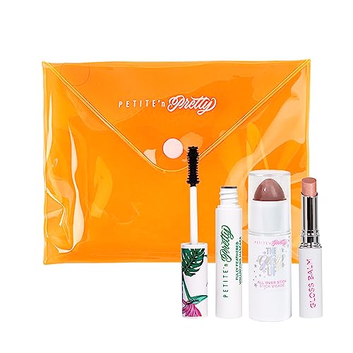 Petite n Pretty Makeup Set for Kids (Go for the Bronze) - Makeup for Tweens & Teens - Feathered Volumizing Mascara Multi Stick for Eyes & Cheeks Lip Balm Made in the USA