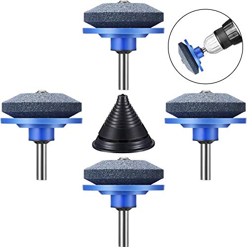 4 Pieces Lawn Mower Knife Sharpener Grinder Wheel Stone Lawnmower Sharpener for Drill