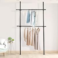 1835値下げハンガーラック トリプル＋棚付き 突っ張り伸縮 耐荷重240kg 1835値下げハンガーラック トリプル＋棚付き 突っ張り伸縮 耐