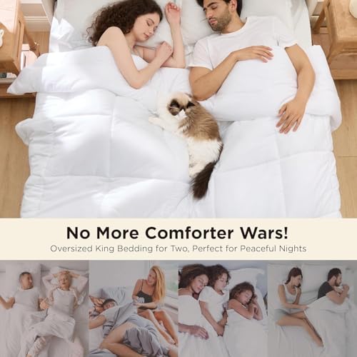 Image of Bedsure Comforter Duvet Insert - Quilted Comforters Super King Size, All Season Duvet, GentleSoft Down Alternative Bedding Blanket, with 8 Tabs, Gifts for Women /Men, White, Super King 120x120 Inches