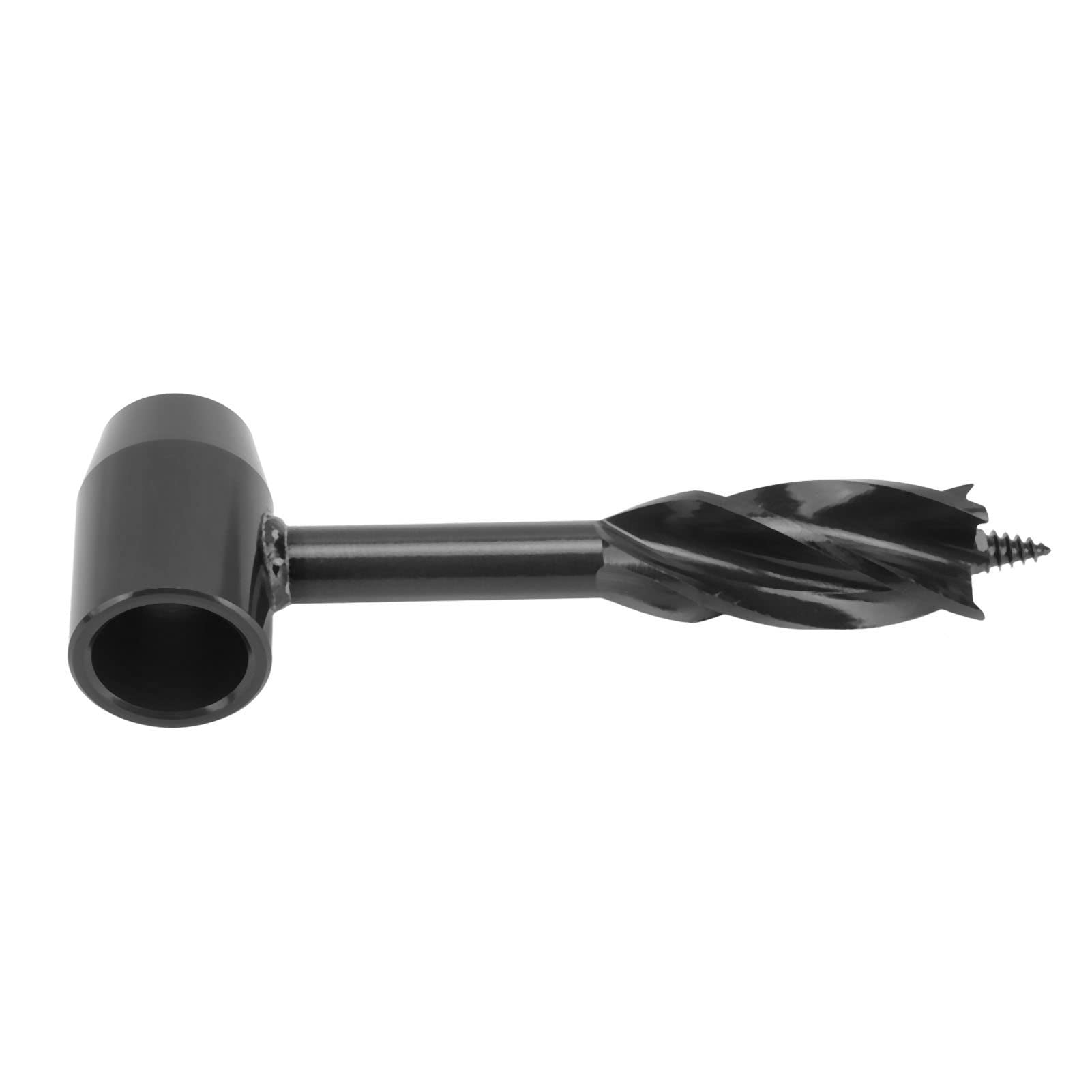 Multifunctional Carbon Steel Auger Drill Bit, Hardness Hand Rotate Bit for Woodworking, Extremely Incisive Manual Drill Tool with Leather Sheath (Black)