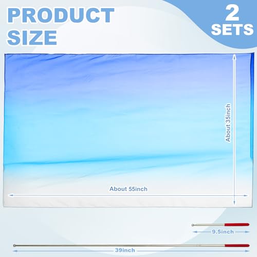 Image of Jecery 2 Pack Praise Dance Worship Flags, 35''x 55'', White Blue Navy Blue