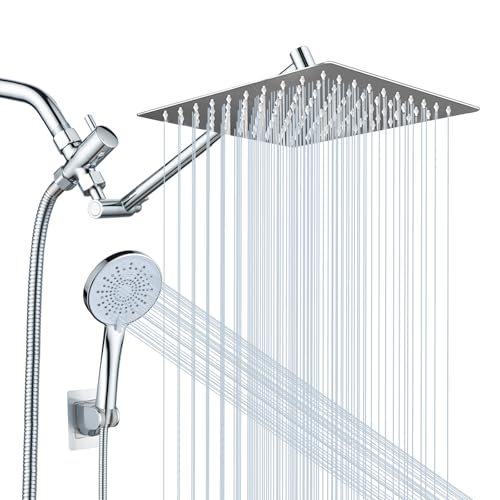 Peicual Shower Head Combo, 10 Inch High Pressure Rain Shower Head with 11 Inch Adjustable Extension...