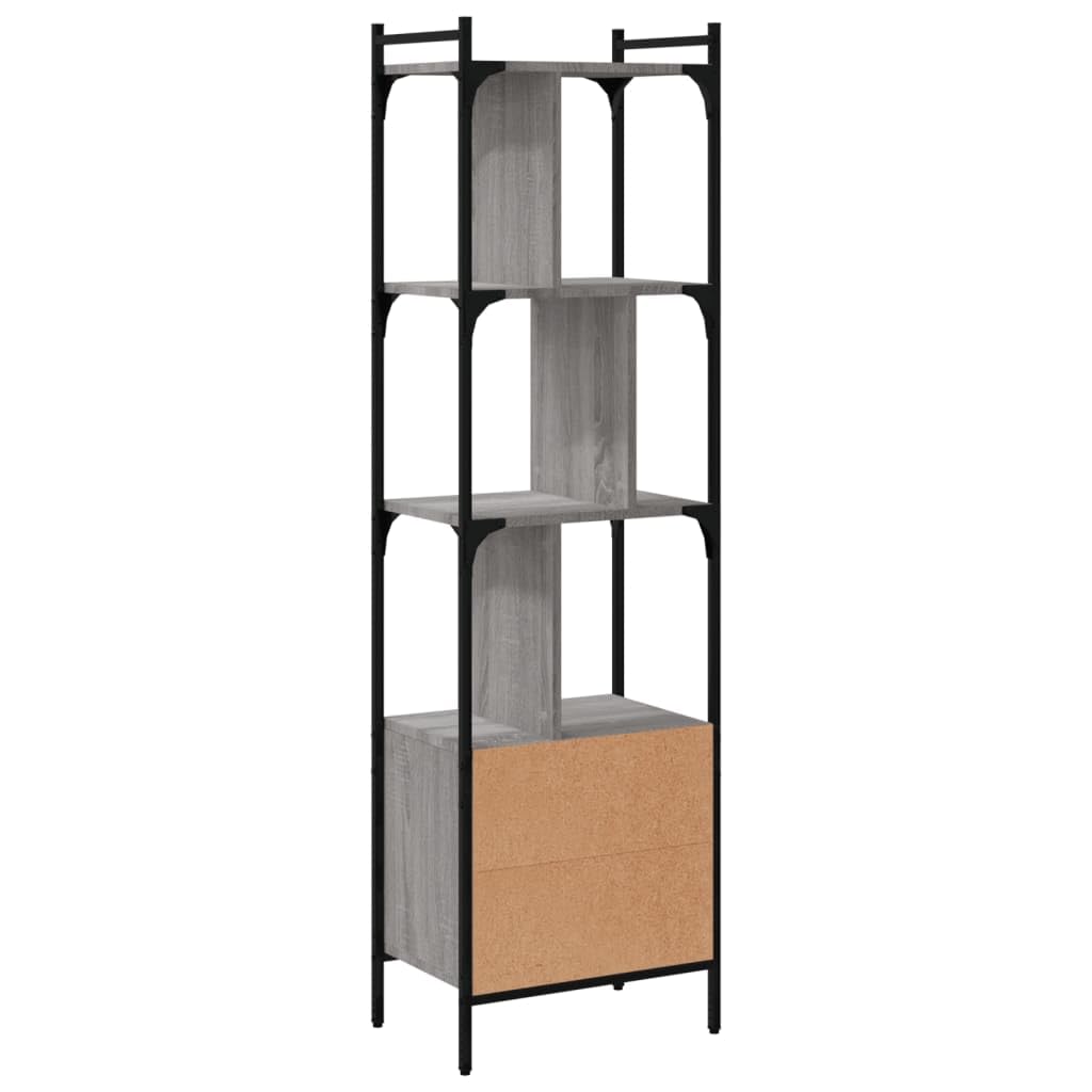 INLIFE Librería con puerta gris Sonoma 44,5 x 30 x 154,5 cm, material de madera, 18,7 kg, 833356