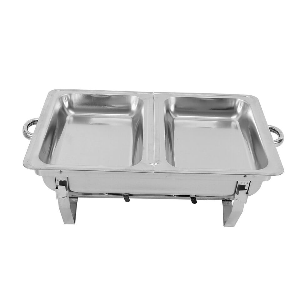 Edelstahl Warmhaltebehälter, 7,5L Speisenwärmer Buffetwärmer mit Faltbaren, Wärmebehälter für Catering Buffet und Party (1 Set 2 Behälter) – Bild 5