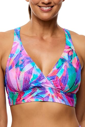 Next by Athena Women's Island Retreat 25 Minute Sport Bra Bikini Swimsuit TOP, Multi, 36B/C
