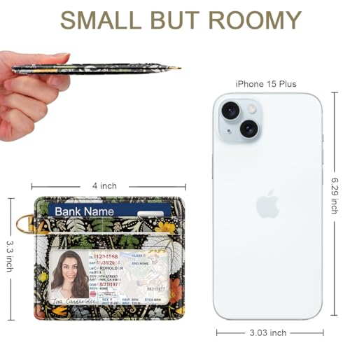 Image of Slim Minimalist Pocket Credit Card Holder Wallet Women | RFID Blocking Lightweight Thin Small Cute Card Cases, Dried Flowers